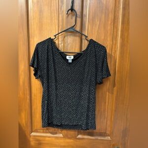 Old Navy Black and White Patterned Short Sleeve Top